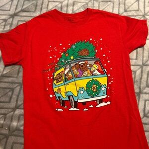Scooby Doo Festive Christmas Red Tee Holiday Van Graphic